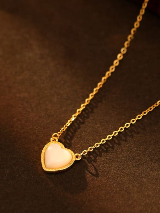 NS1132 [Gold] 925 Sterling Silver Shell Heart Minimalist Necklace
